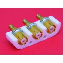 SPECIAL Feedthrough - Ceramic body - 3 x Coax Female pin