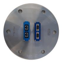  H265 flange with 1 high density 2*15 point F Module and 1 2*RJ45 6A F Module