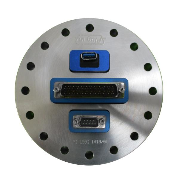 CF100 flange with 1 Ervac D 78 points high density 1 Ervac E 9 points normal density and 1 Ervac E 1 USB